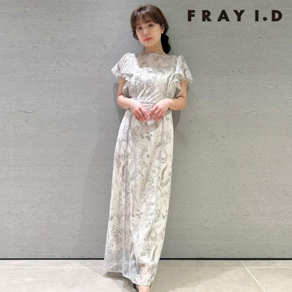 【FRAY I.D ドレスワンピース】 サテンタックフレアワンピース／ウォッシャブル（マキシ丈