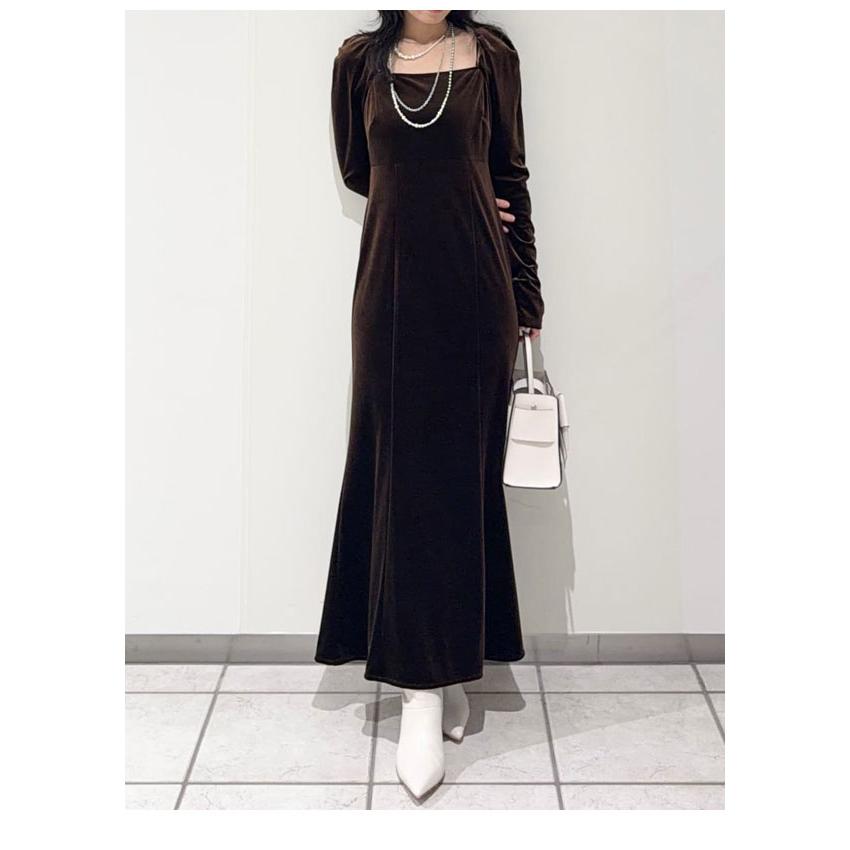 FRAY I.D（フレイ・アイディー） ワンピース 25秋冬 ベロアナロー