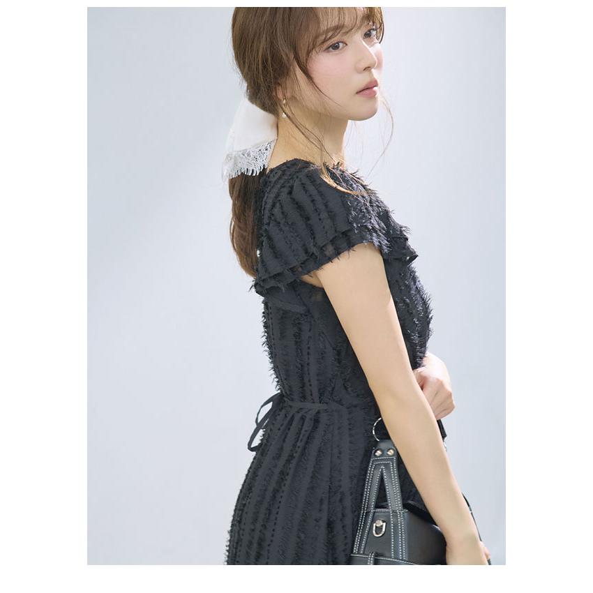 【FRAY I.D】フリンジジャガードホルタートップス　ブラック　BLK FRAY I.D（フレイアイディー）の「フリンジジャガードホルタートップス