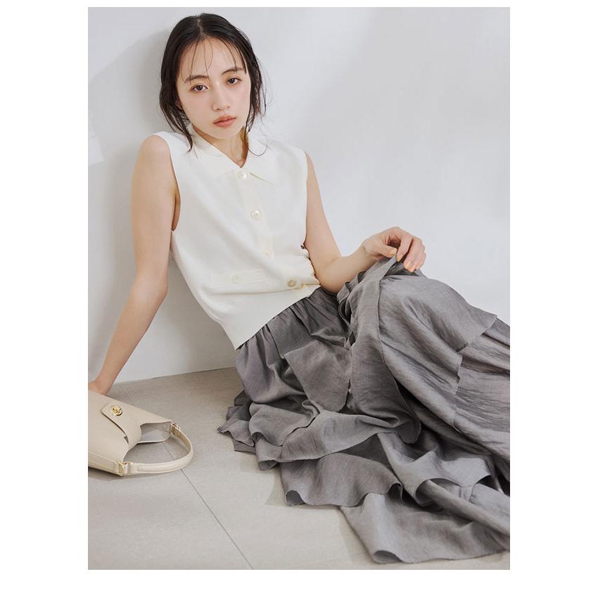 春 美品 FRAY I.D ティアードスカート マキシ丈 グレー サイズ0 中古・古着通販】FRAY ID (フレイ アイディー) アシメフリルティアード