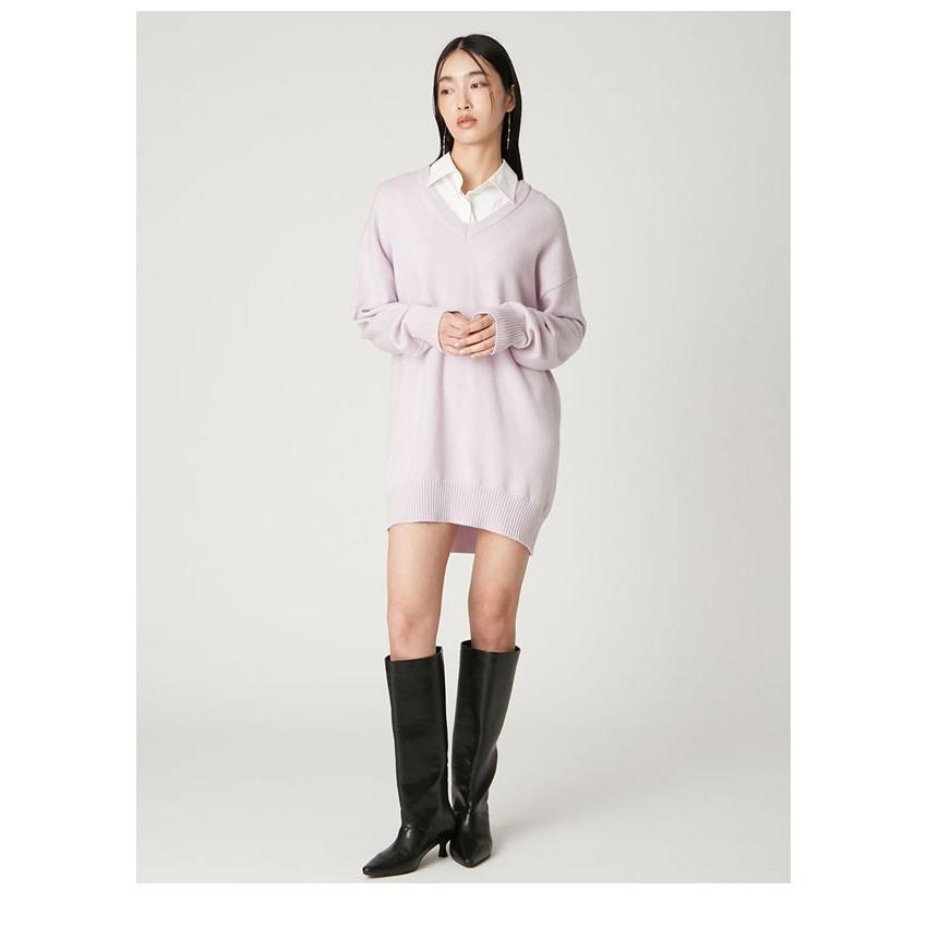 美品FRAY I.Dフレイ アイディーレイヤードシャツカラーウールワンピース レイヤードシャツカラーウールワンピース(ニットワンピース