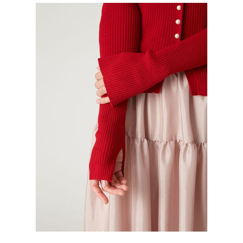 ange FRAY I.D リブカーディガンティアードスカートセットアップ FRAY I.D（フレイ・アイディー） ワンピース リブカーディガン