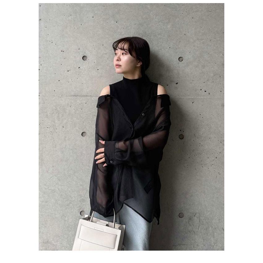 frayid シャツレイヤードニット　ブラック FRAY I.D（フレイ・アイディー） トップス 26春夏 セミシアーシャツ