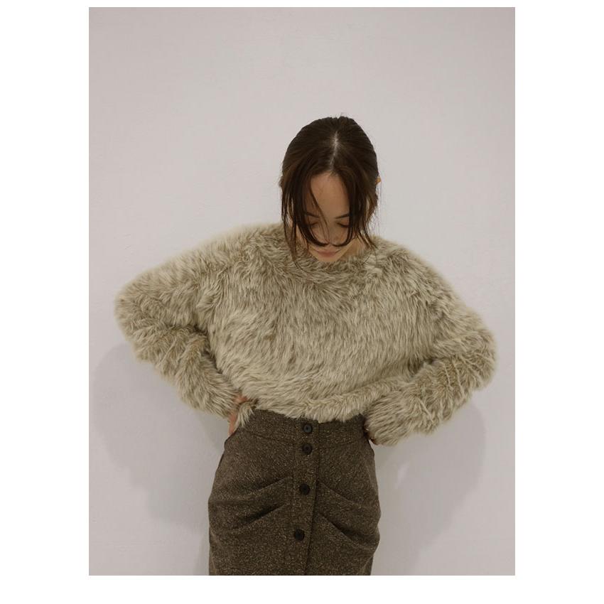 ヘラ Hella 24秋冬 UNEVENNESS SHAGGY KNIT 10月中旬〜11月上旬予約 トップス ニット ミドル丈 長袖 シャギー h243-33｜doubleheart｜04