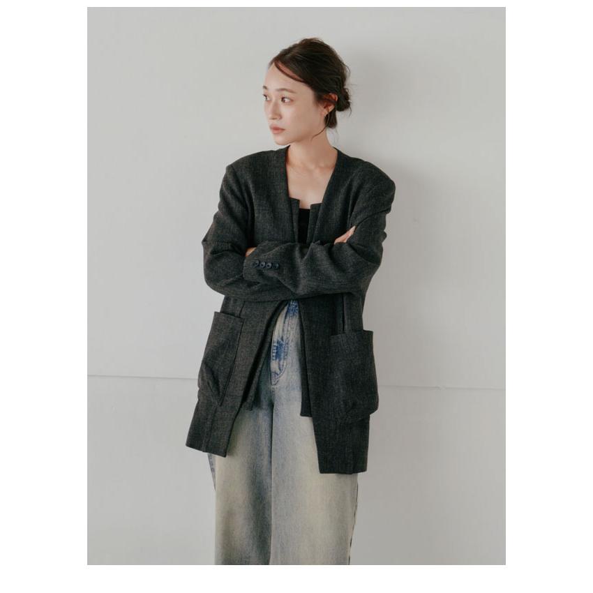 ヘラ Hella 24秋冬 collarless desgin jacket ノーカラー ヘラ Hella 24秋冬 collarless desgin jacket ノーカラー