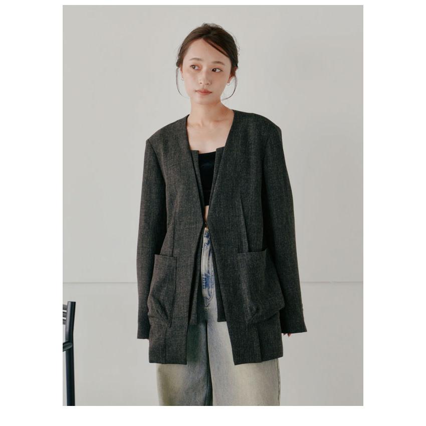 ヘラ Hella 24秋冬 collarless desgin jacket ノーカラー ヘラ Hella 24秋冬 collarless desgin jacket ノーカラー