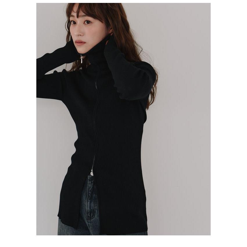 ヘラ Hella 25秋冬 トップス zip up rib knit ジップアップリブニット