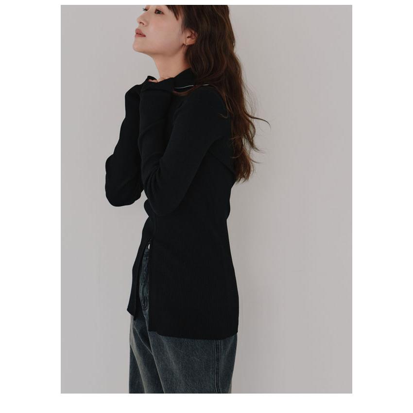 ヘラ Hella 25秋冬 トップス zip up rib knit ジップアップリブニット