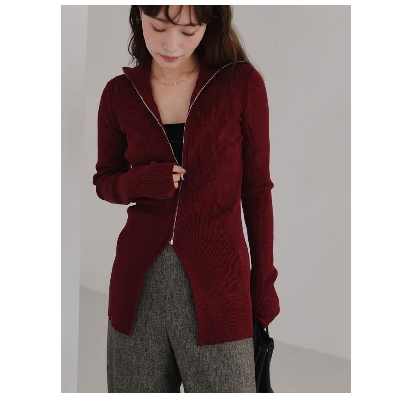 Hellaヘラ DOUBLE ZIP REVER COダブルジップリバーコート SALE50%OFF ヘラ Hella 25秋冬 トップス zip up rib knit ジップアップ