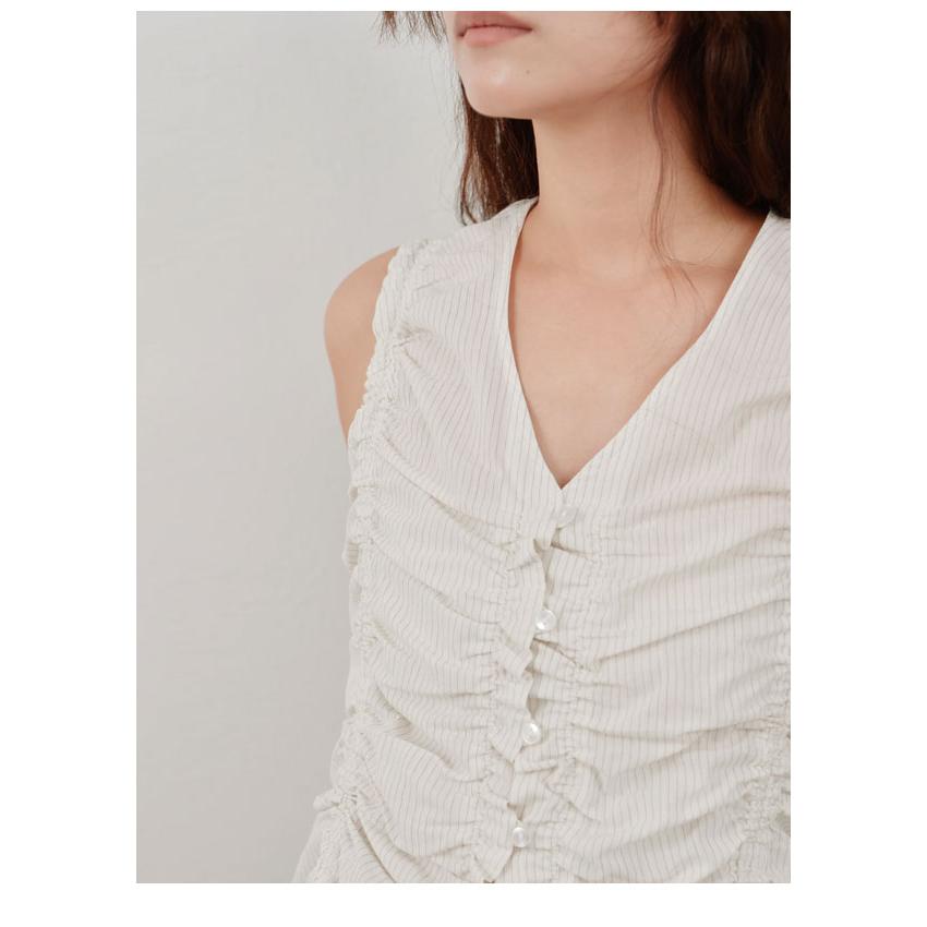 シャツ+ブラウス(半袖+袖なし) Hella     gather stripe top ヘラ Hella 26春夏 gather stripe top ギャザーストライプトップ 3月