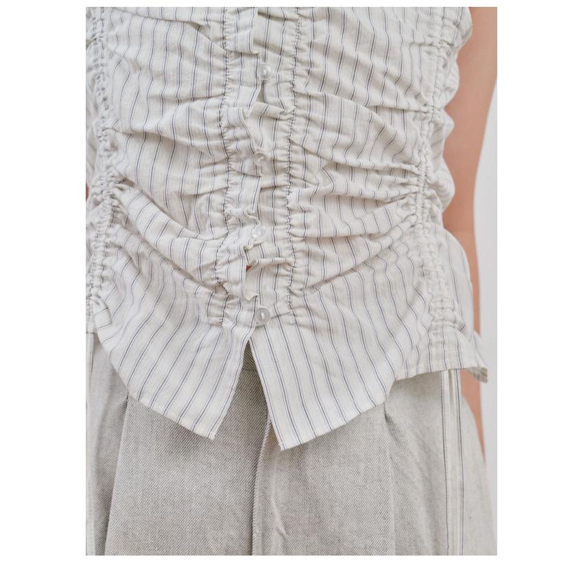 シャツ+ブラウス(半袖+袖なし) Hella     gather stripe top ヘラ Hella 26春夏 gather stripe top ギャザーストライプトップ 3月