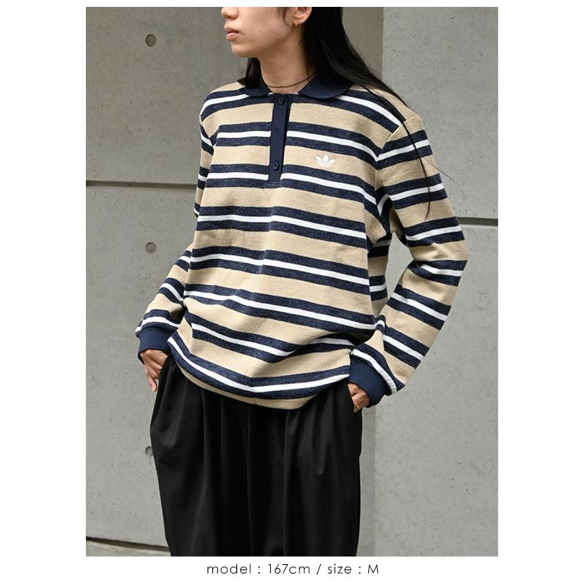 タグ付き　ストライプ ニット ポロシャツ 長袖 anuke（アンヌーク） アディダスオリジナルス adidas originals