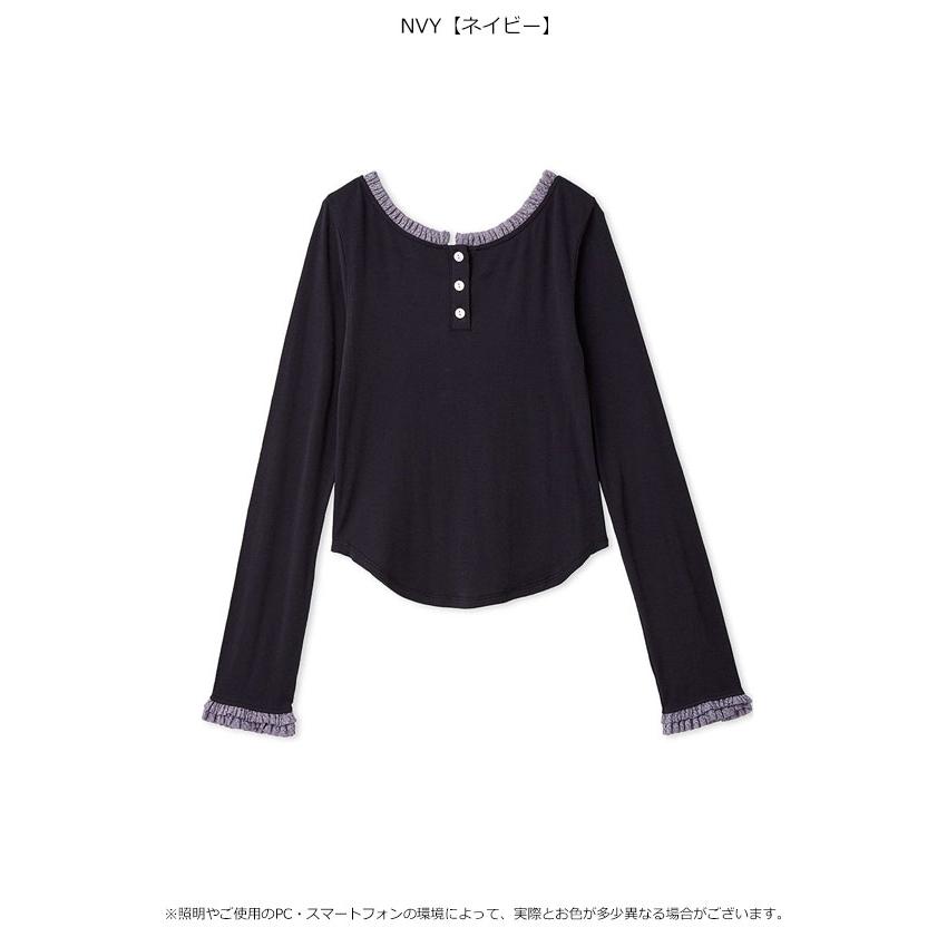 リリーブラウン^_^バックオープントップス&amp;スカート^_^やっこです バックオープンヘンリーネックカットトップス（Tシャツ/カットソー