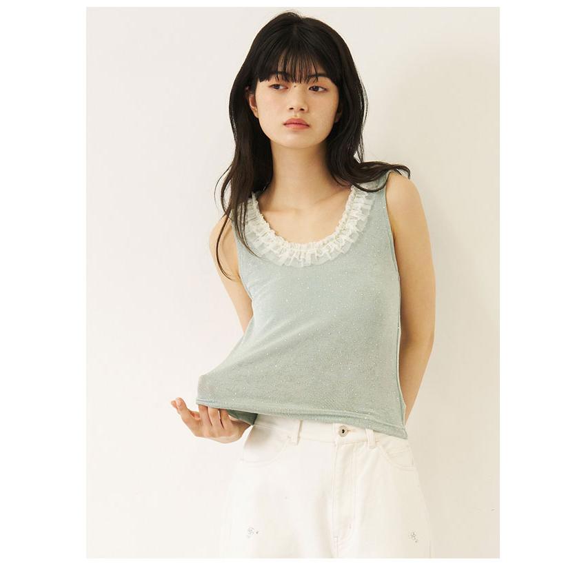 リリーブラウン 新作 レースインナー付きチュールトップス 新品未使用 LILY BROWN（リリーブラウン） 新作10%OFF トップス 26春夏 【UVカット