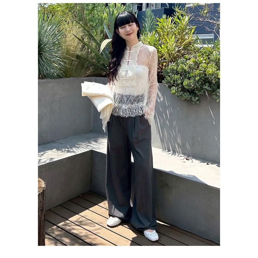 リリーブラウン　レースチャイナブラウス　オフホワイト LILY BROWN（リリーブラウン） SALE30%OFF リリー ブラウン トップス