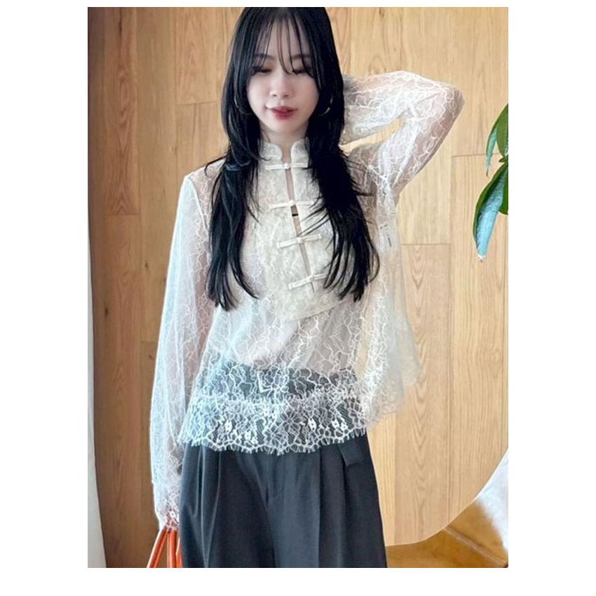 リリーブラウン　レースチャイナブラウス　オフホワイト LILY BROWN（リリーブラウン） SALE30%OFF リリー ブラウン トップス