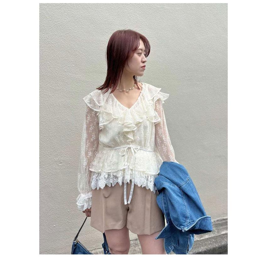 リリーブラウン 新作 レースインナー付きチュールトップス 新品未使用 LILY BROWN（リリーブラウン） 新作10%OFF トップス 26春夏 【UVカット