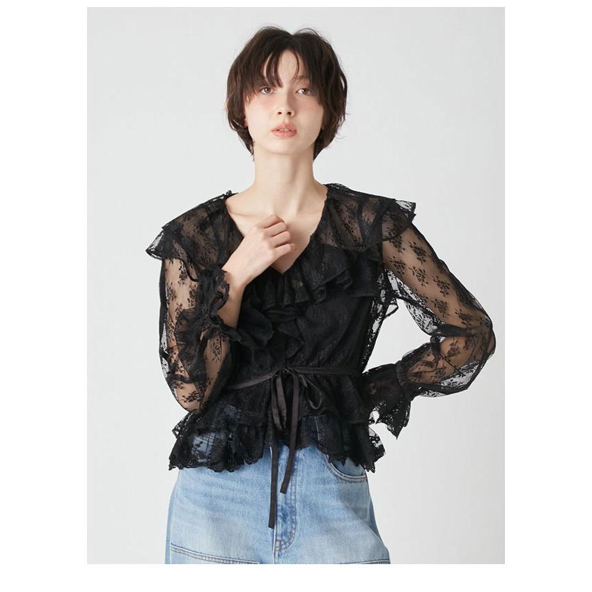 Lily Brown  / リリーブラウン 袖フリルデザイン裏毛トップス LILY BROWN Lily Brown 袖フリルデザイン裏毛トップス オフホワイト