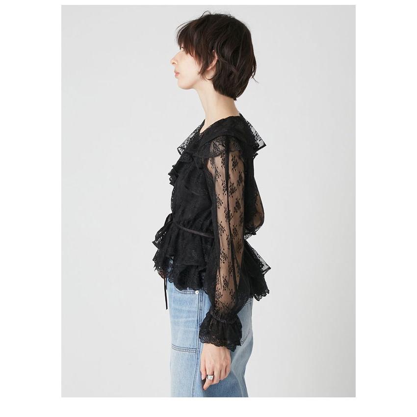 新品　本物　今期Lily Brown チュールフリルトップス　黒 パピヨンチュールフリルトップス(シャツ・ブラウス)｜トップス｜LILY