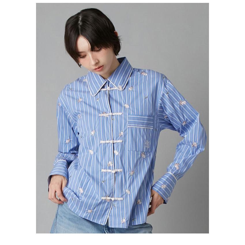 チ*き様 Supreme クラウン　刺繍ロゴ 長袖シャツ M ライトブルー LILY BROWN（リリーブラウン） 新作10%OFF トップス 26春夏 【LILY