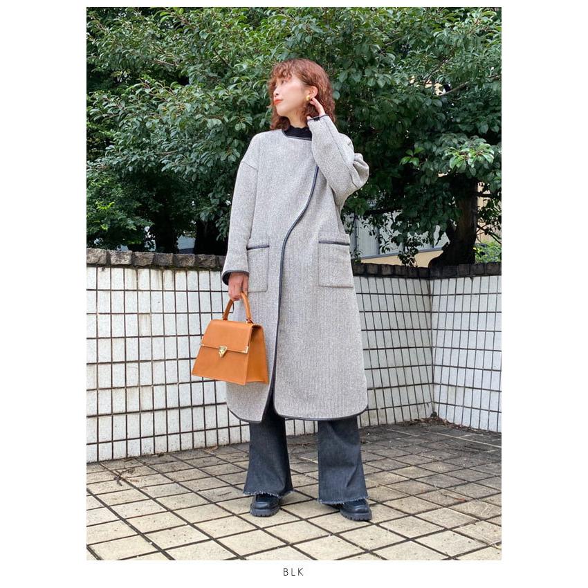 送料関税無料 F Blk レディース Lwfc 合皮パイピングコート リリーブラウン Brown リリーブラウン Lily コート アウター Knowledge21 Com