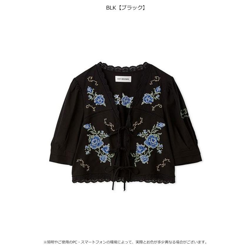 リリーブラウンクロスステッチ刺繍ブラウス LILY BROWN（リリーブラウン） トップス 26春夏 クロスステッチリボン