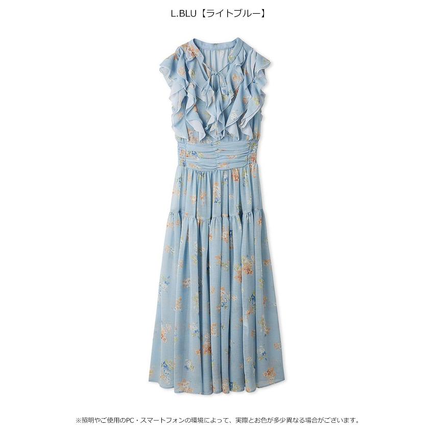 新作10%OFF リリーブラウン LILY BROWN ワンピース 26春夏 フラワープリントプリーツワンピース ノースリーブ マキシ丈 フリル lwfo262041の画像