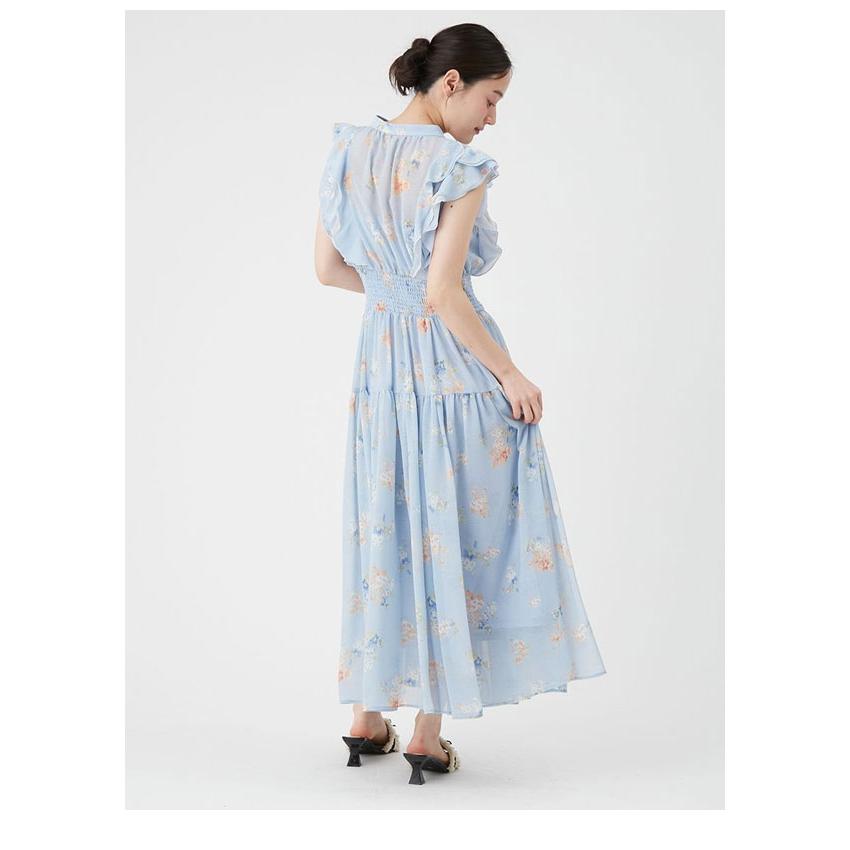 新作10%OFF リリーブラウン LILY BROWN ワンピース 26春夏 フラワープリントプリーツワンピース ノースリーブ マキシ丈 フリル lwfo262041の画像