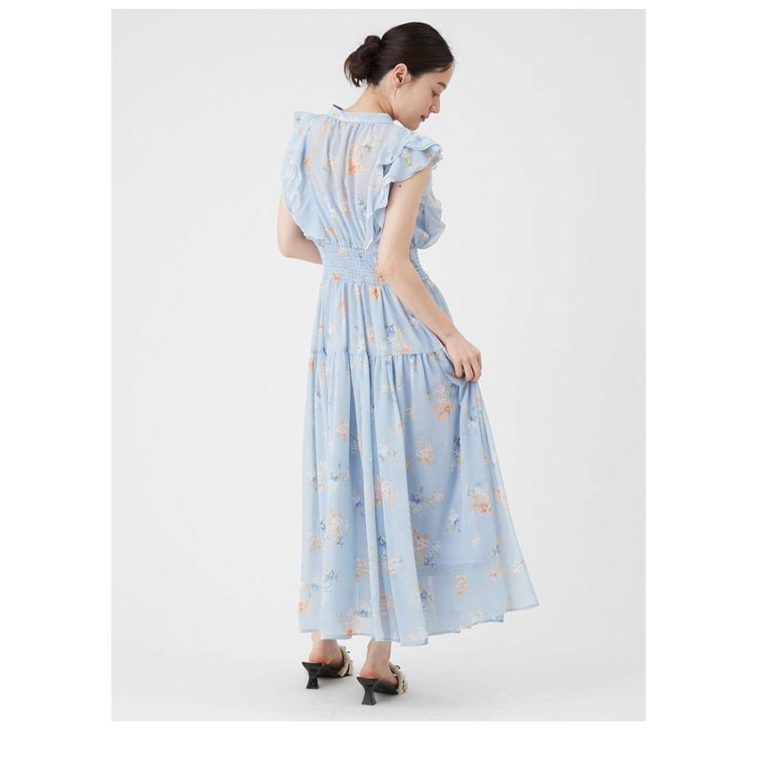 新作10%OFF リリーブラウン LILY BROWN ワンピース 26春夏 フラワープリントプリーツワンピース ノースリーブ マキシ丈 フリル lwfo262041の画像