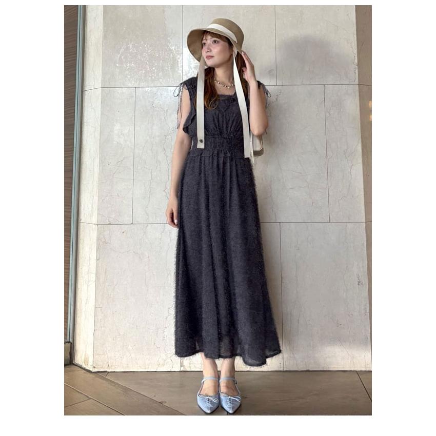 Lily Brown リリーブラウン　ノースリーブロングワンピース ブラック LILY BROWN（リリーブラウン） SALE10%OFF ワンピース 26春夏 フリンジ