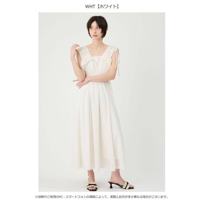 美品✨ルネ フリル装飾 春夏に◎ウォッシャブル ノースリーブ ロングワンピース LILY BROWN（リリーブラウン） ワンピース 26春夏 フリンジジャガード