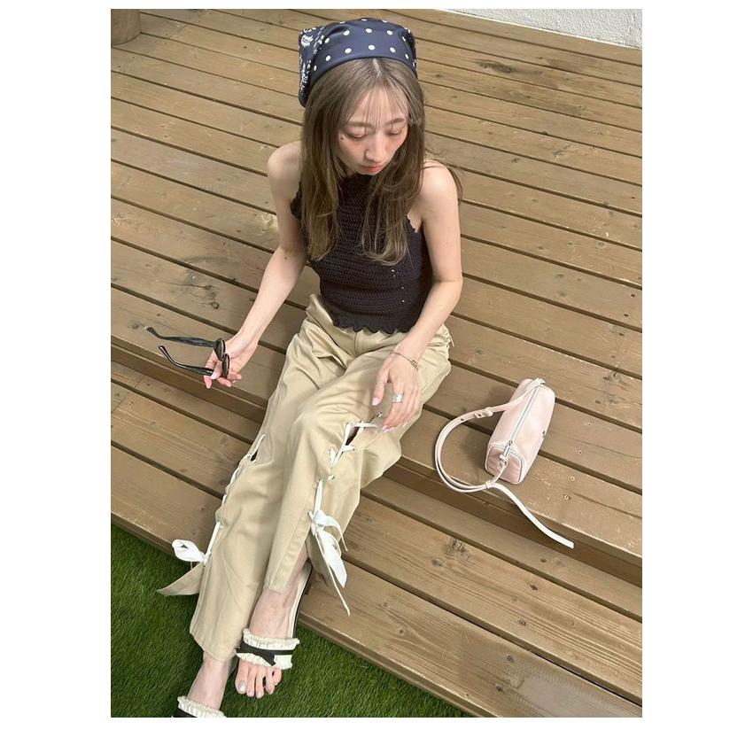 リリーブラウン LILY BROWN ボトムス 26春夏 レースアップデザインカーゴパンツ 5月上旬〜下旬予約 パンツ フルレングスの画像