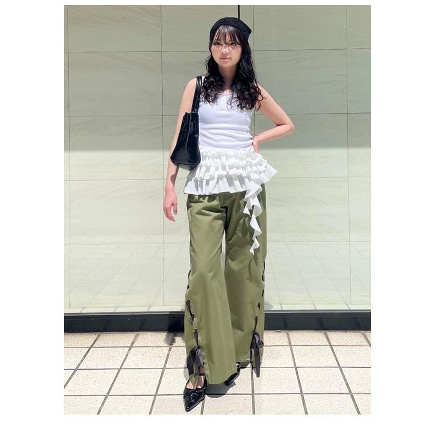 リリーブラウン LILY BROWN ボトムス 26春夏 レースアップデザインカーゴパンツ 5月上旬〜下旬予約 パンツ フルレングスの画像