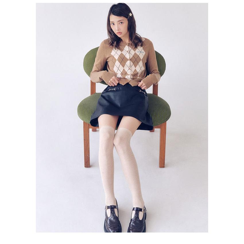 リリーブラウン ロゴ刺繍アーガイルカーディガン リリーブラウン LILY BROWN ロゴ刺繍アーガイルカーディガン （CML