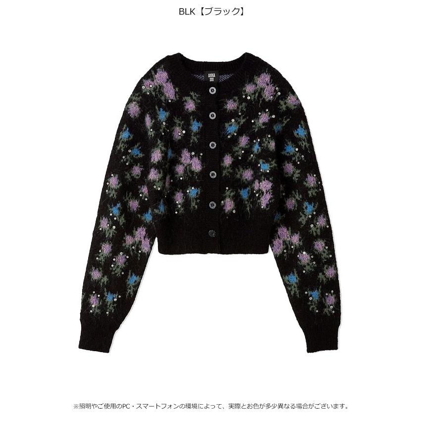 く*り様 リリーブラウン アナスイ コラボ ビジュー フラワー 柄 カーディガン LILY BROWN（リリーブラウン） 新作10%OFF トップス 25秋冬 【LILY