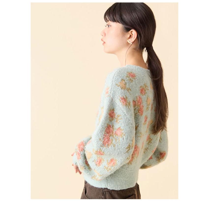 く*り様 リリーブラウン アナスイ コラボ ビジュー フラワー 柄 カーディガン LILY BROWN（リリーブラウン） 新作10%OFF トップス 25秋冬 【LILY