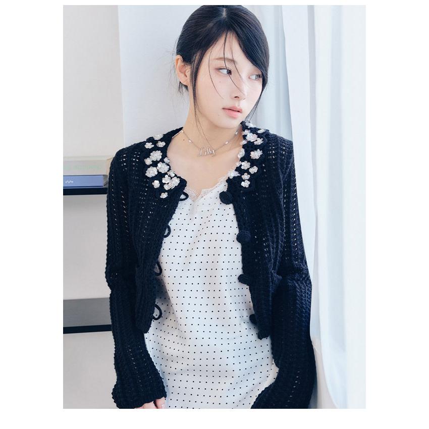 [L.B CANDY STOCK]レースフリルビジューニット   リリーブラウン LILY BROWN（リリーブラウン） 新作10%OFF リリー ブラウン トップス