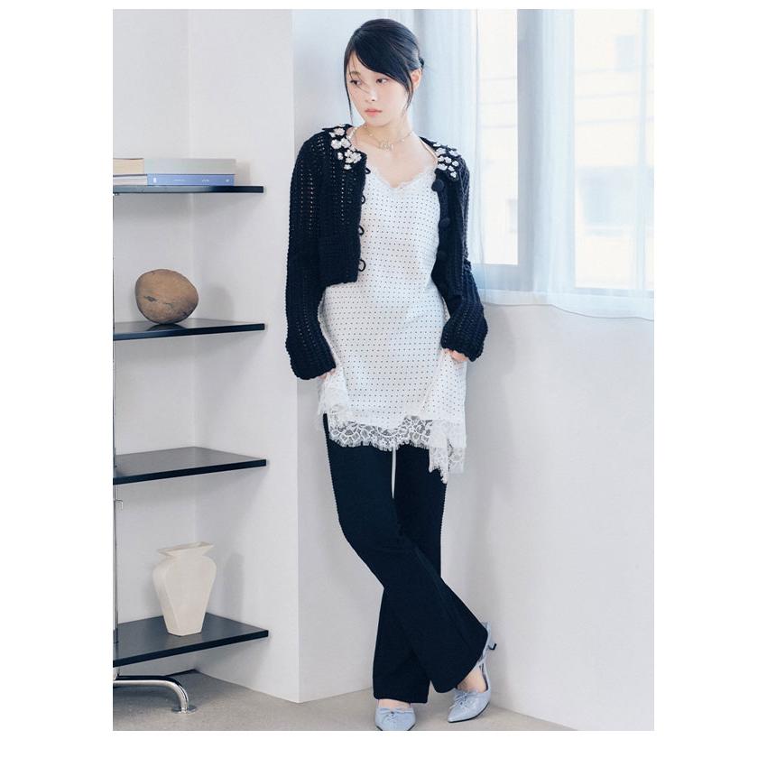 LilyBrown  キャンディストック   ビジューレースニットカーディガン LILY BROWN（リリーブラウン） 新作10%OFF リリー ブラウン トップス
