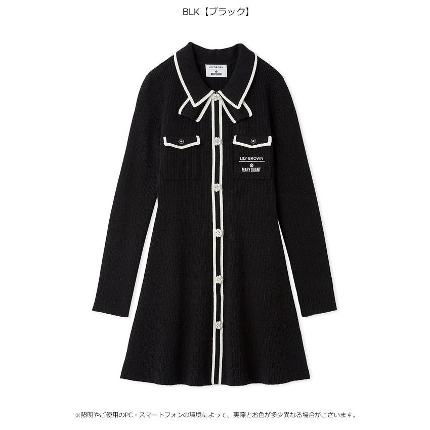 SALE30%OFF リリー ブラウン LILY BROWN ワンピース 25秋冬 【LILY BROWN×MARY QUANT】デイジー釦付きビジューミニニットワンピース 長袖 ミニ丈 マリクワ_3