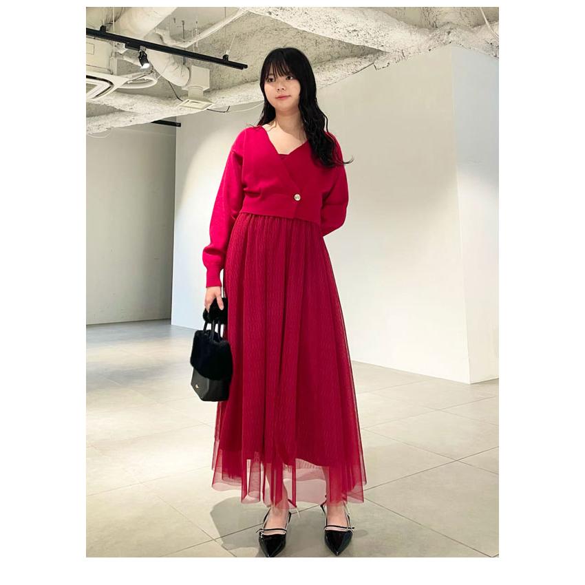 新品未使用○ 25SS noirkeininomiya チュール　赤　ワンピース LILY BROWN（リリーブラウン） SALE40%OFF リリー ブラウン ワンピース