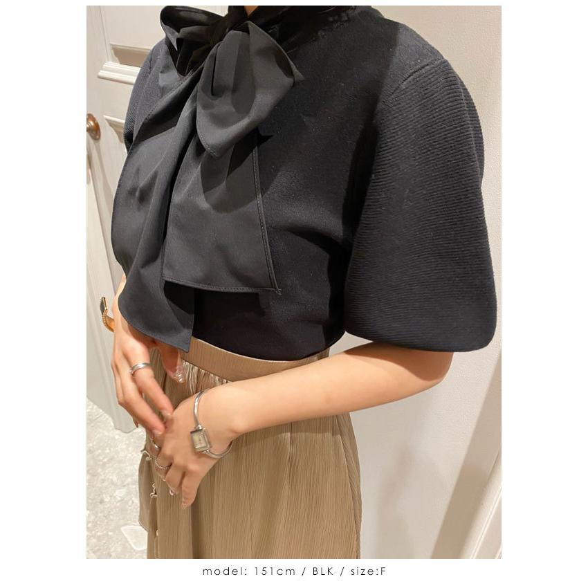 リリーブラウン Lily Brown 21春夏 コットンリボン付きニットトップス レディース トップス ニット リボン ビックリボン 七分袖 スプリング ニット Lwnt Select Shop Double Heart 通販 Yahoo ショッピング