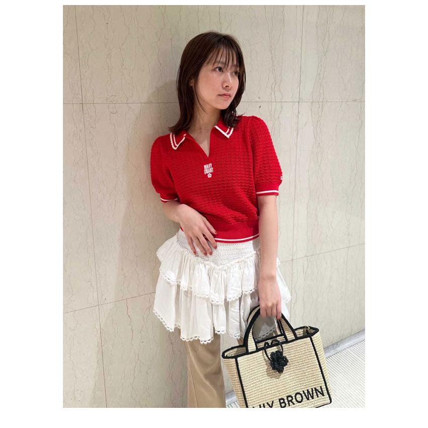 完売商品♡LILYBROWN×MARYQUANT クロップドリボンポロシャツ 赤 Lily Brown - 【新品】リリーブラウン マリークワント