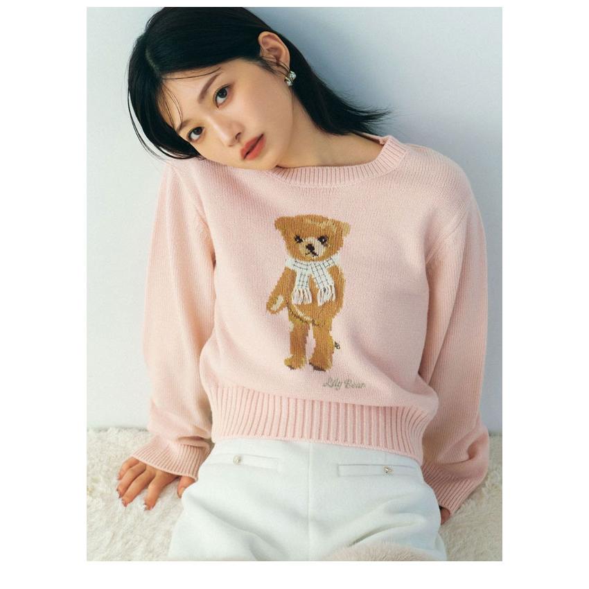 【新品・タグ付き】リリーブラウン リリーベア ニット ウール カシミヤ混　刺繍 LILY BROWN（リリーブラウン） SALE30%OFF リリー ブラウン トップス