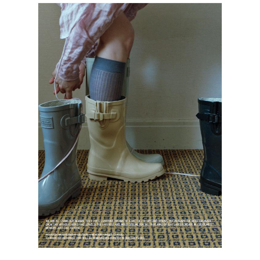ROCKFISH WEATHERWEAR] レインブーツ CREAM 箱付き x ILLIT] ORIGINAL RAIN BOOTS SHORT DOT（レインシューズ）｜ROCKFISH