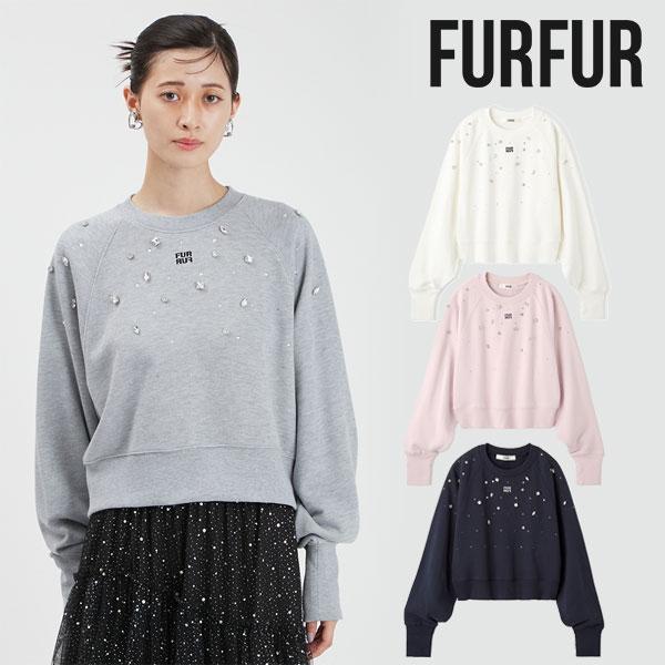 FURFUR（ファーファー） トップス 24秋冬 ビジュー付きロゴ刺繍 
