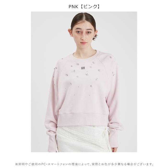 ファーファー FURFUR ビジュー付きロゴ刺繍スウェット ピンク未着用 ファーファー FURFUR ビジュー付きロゴ刺繍スウェット ピンク