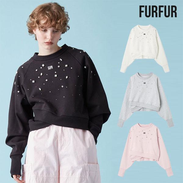 FURFUR（ファーファー） SALE20%OFF トップス 25秋冬 ビジュー付きロゴ 