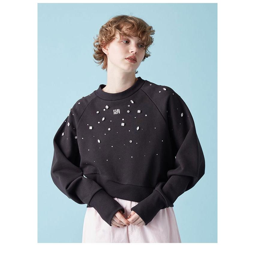 FURFUR（ファーファー） SALE20%OFF トップス 25秋冬 ビジュー付きロゴ