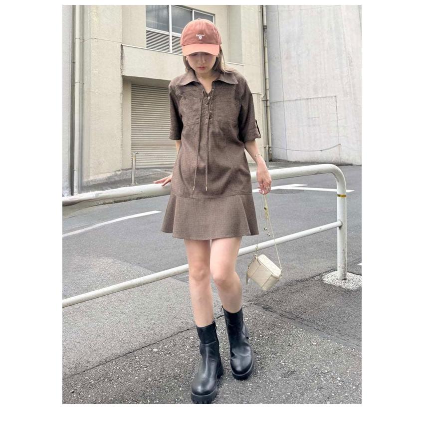 FURFUR レースアップミニワンピース FURFUR（ファーファー） SALE30%OFF ワンピース 25秋冬 レースアップ