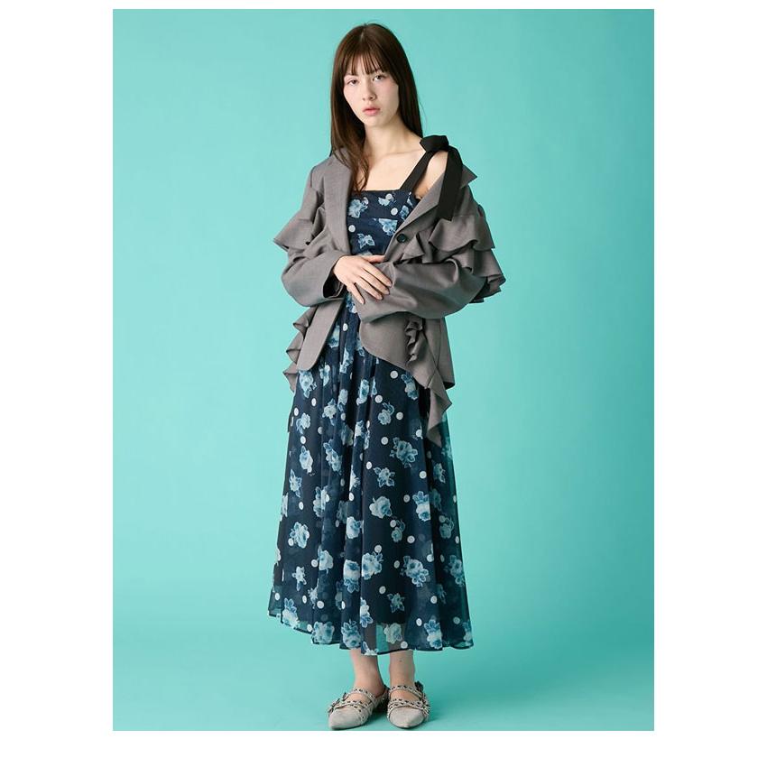 未使用タグ付きboohoo フラワープリント 長袖ワンピース サイズ10 FURFUR（ファーファー） ワンピース ぼかしフラワープリントワンピース